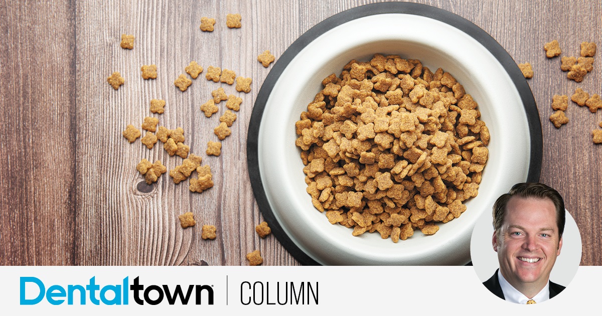 Professional Courtesy: Eat Less Dog Food Dentaltown Editorial Director Dr. Thomas Giacobbi discusses his experience of going out-of-network and
provides a checklist for those looking to do the same. 