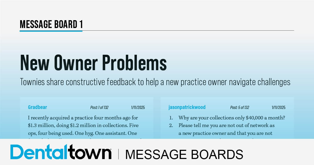 New Owner Problems Townies share constructive feedback to help a new practice owner navigate challenges.