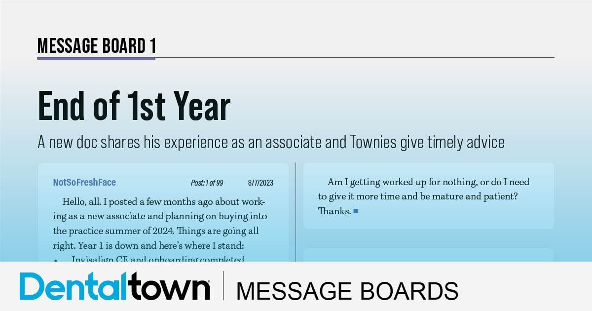 End of 1st Year A new doc shares his experience as an associate and Townies give timely advice