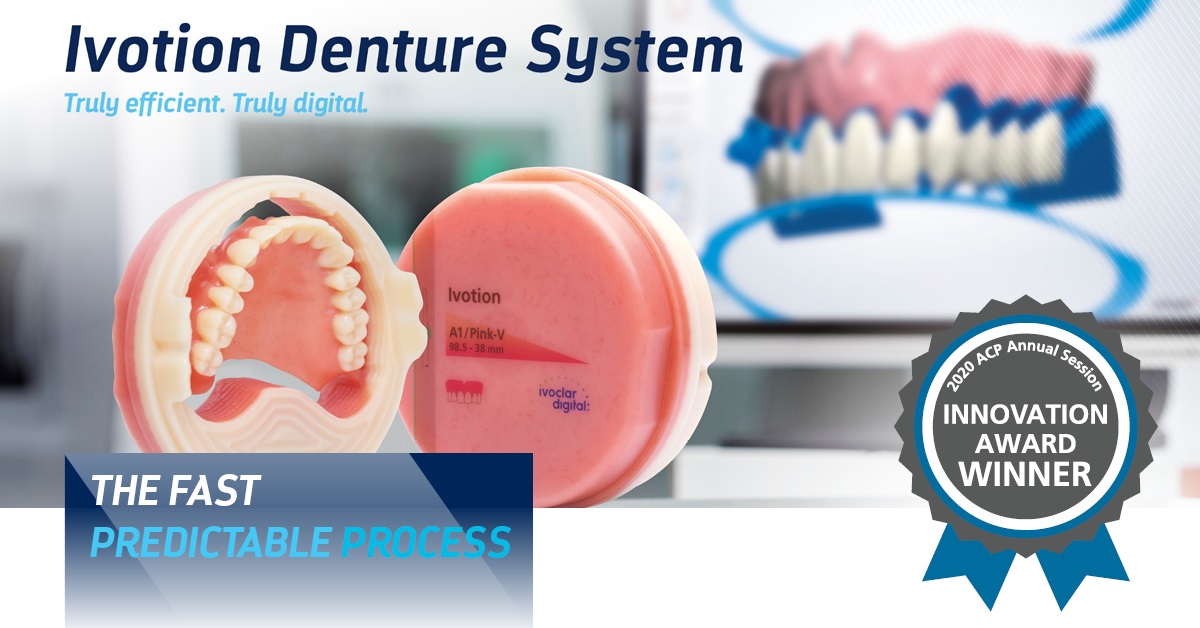 Ivotion Digital Denture Solution Wins 2020 ACP Product Innovation Showcase Award Dental
