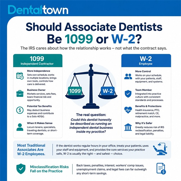Should Associate Dentists Be 1099 or W-2? 