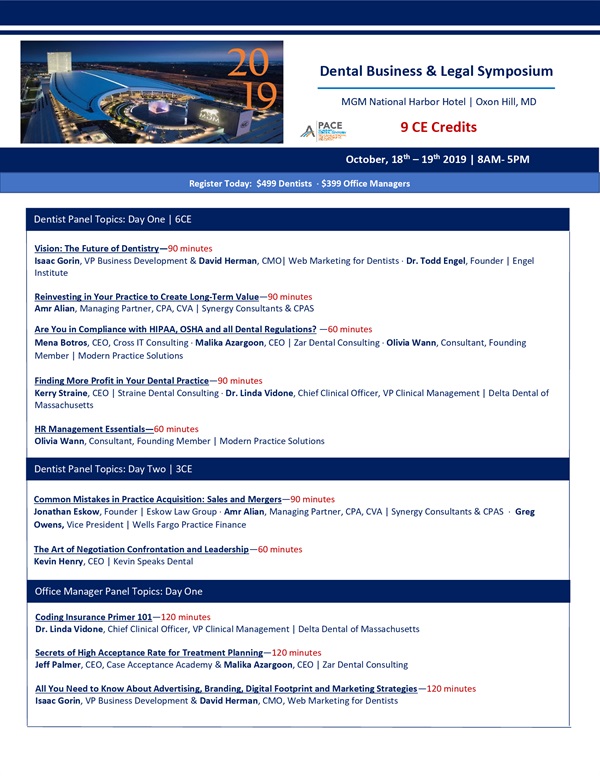 4th Annual Dental Business & Legal Symposium | 9CE