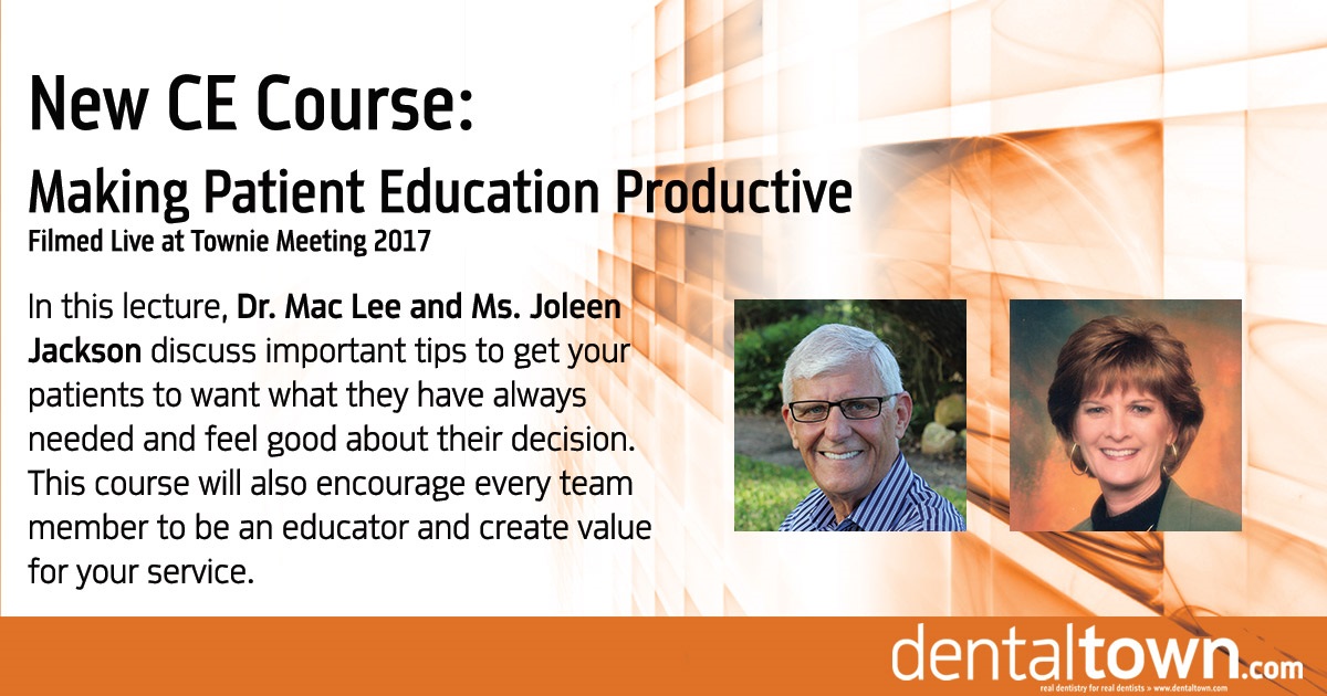 Making Patient Education Productive. Filmed Live at Townie Meeting.